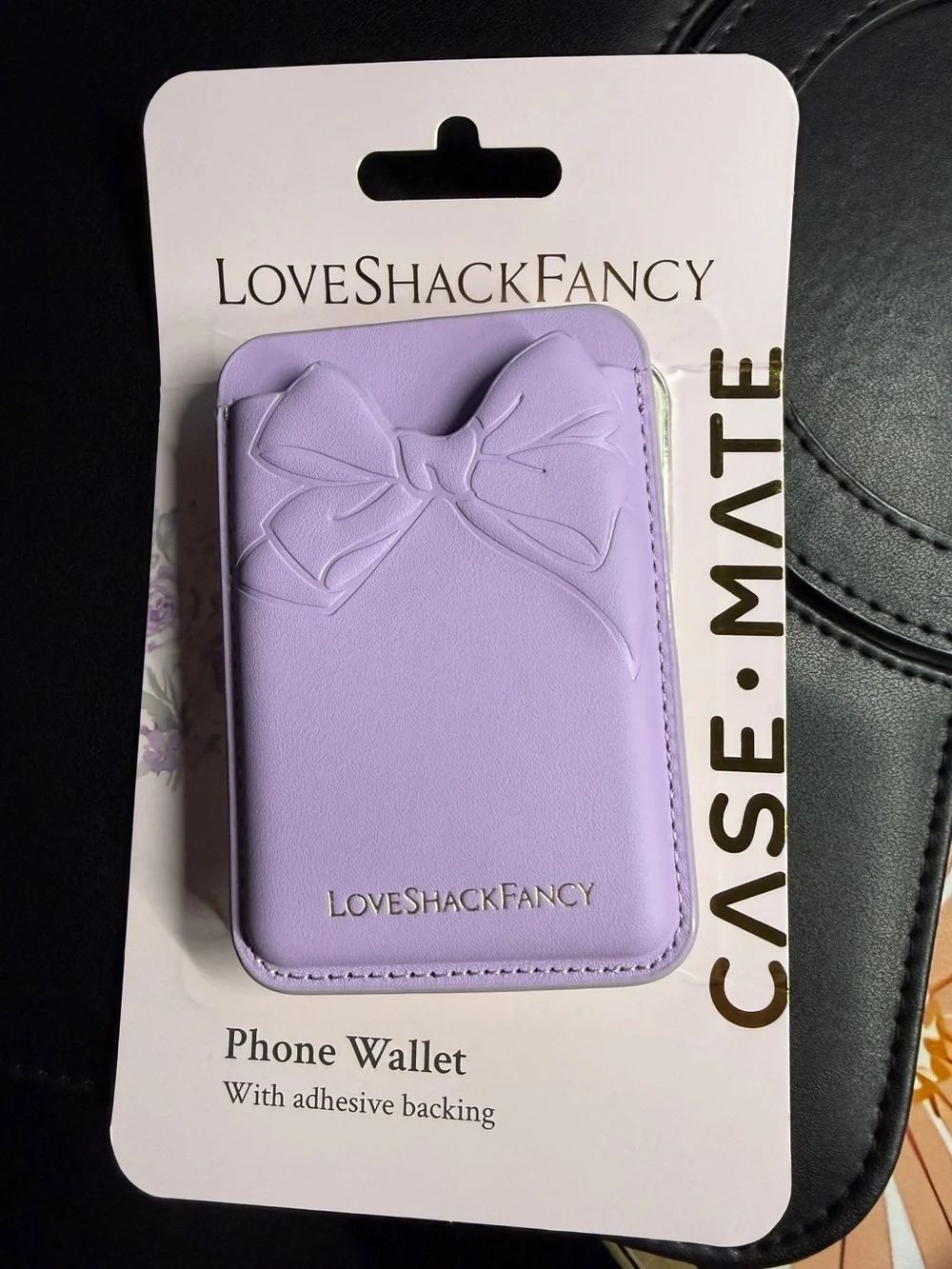 LoveShackFancy Lilac Bow Adhesive Phone Wallet Case